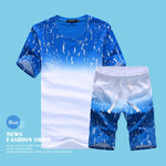 Summer Set Men Casual Beach Suits Short Sleeve 2PCS Sweatsuit + Shorts Fashion Tracksuit 2020 Men Sportsuits T-shirt + Shorts