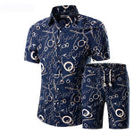 Summer Men 2 Piece Set Hawaiian Shirt Set Casual Male Beach Wear Floral Shirt and Shorts Man Print Shirt Suit  Plus Size 4XL 5XL