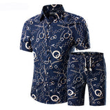 Summer Men 2 Piece Set Hawaiian Shirt Set Casual Male Beach Wear Floral Shirt and Shorts Man Print Shirt Suit  Plus Size 4XL 5XL