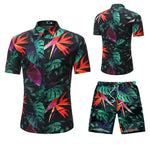 Summer Men 2 Piece Set Hawaiian Shirt Set Casual Male Beach Wear Floral Shirt and Shorts Man Print Shirt Suit  Plus Size 4XL 5XL